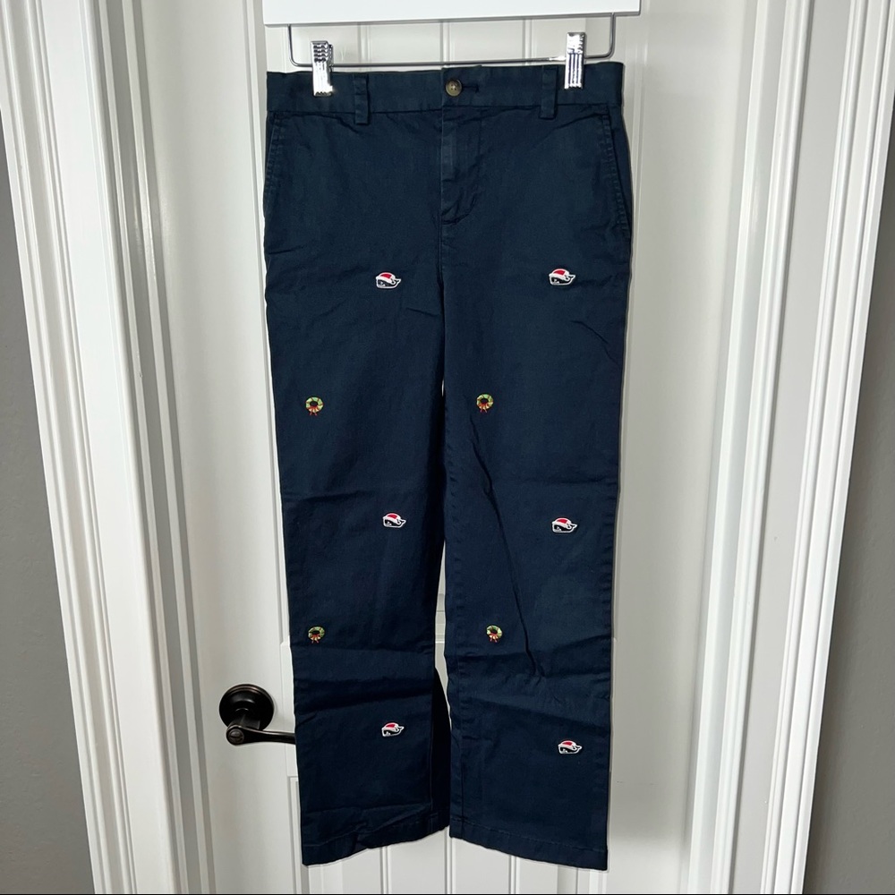 vineyard vines boys Christmas Dress Pants Blue Whale Wreaths Breaker pants